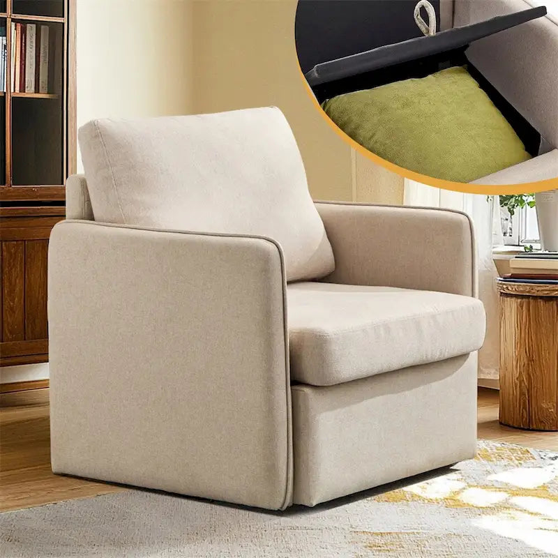 Swivel Accent Chair,Comfy Single Sofa Chair with Storage,Arm Chair