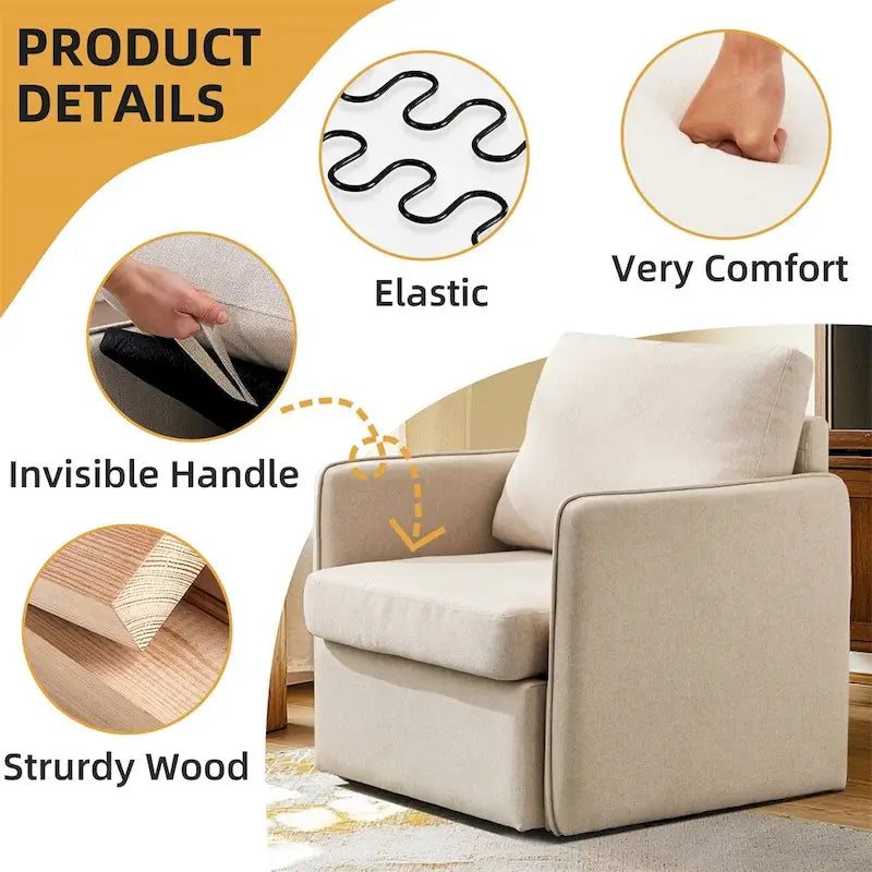 Swivel Accent Chair,Comfy Single Sofa Chair with Storage,Arm Chair