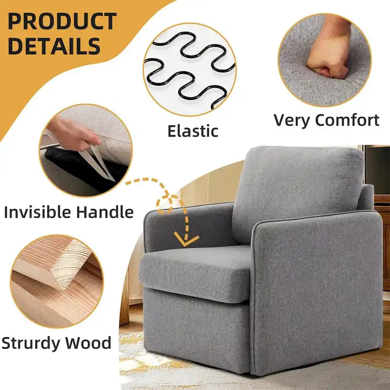 Swivel Accent Chair,Comfy Single Sofa Chair with Storage,Arm Chair