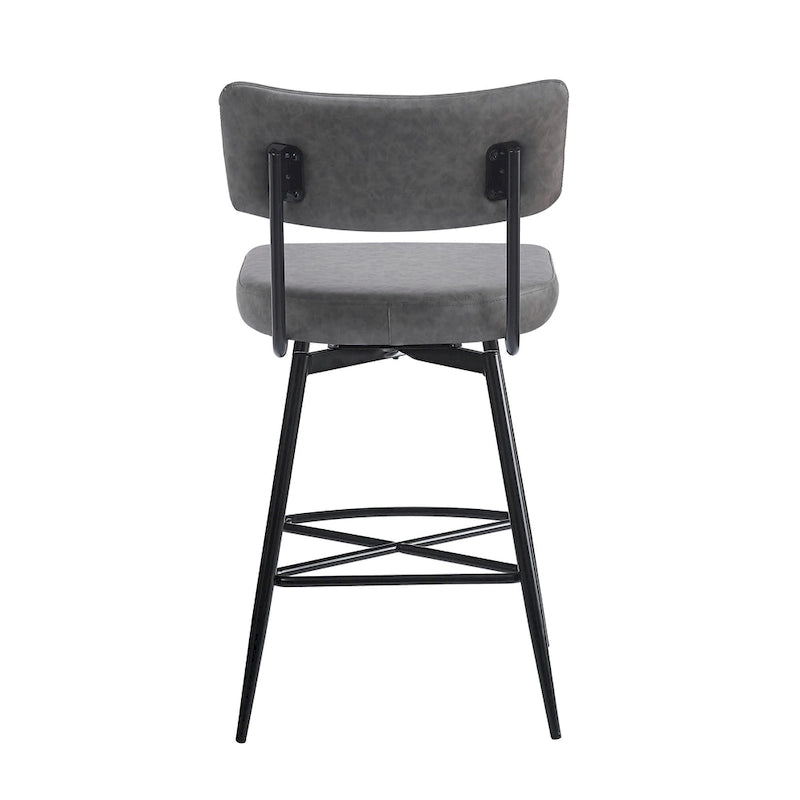 26 Retro Swivel Counter Stools, Set of 2 PU Leather Bar Chairs with Cushioned Seat and Iron Frame