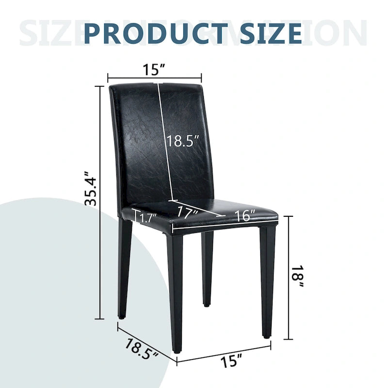 High Back Armless Dining Chair Set of 4 PU Leather Side Chair Soft Cushion Chair with Metal Legs for Living Room Kitchen
