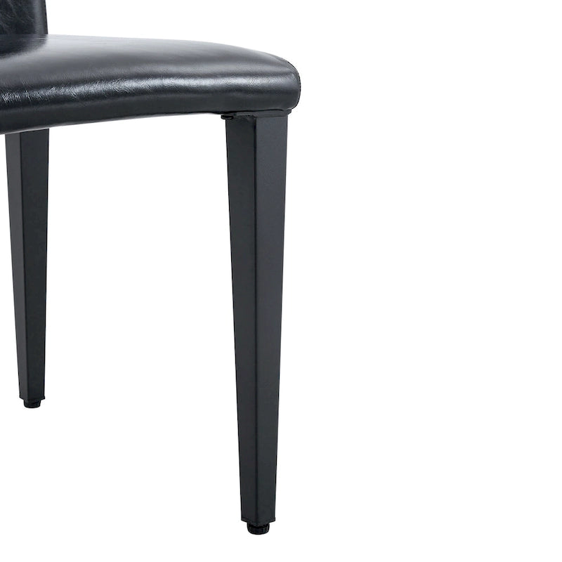 High Back Armless Dining Chair Set of 4 PU Leather Side Chair Soft Cushion Chair with Metal Legs for Living Room Kitchen