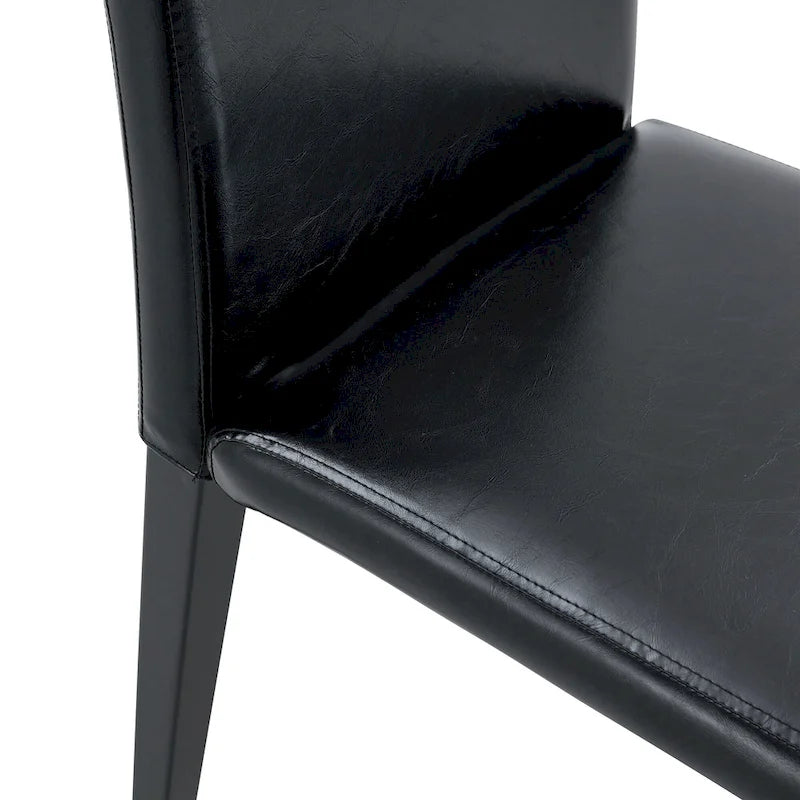 High Back Armless Dining Chair Set of 4 PU Leather Side Chair Soft Cushion Chair with Metal Legs for Living Room Kitchen