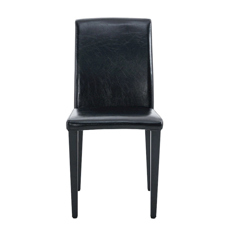 High Back Armless Dining Chair Set of 4 PU Leather Side Chair Soft Cushion Chair with Metal Legs for Living Room Kitchen