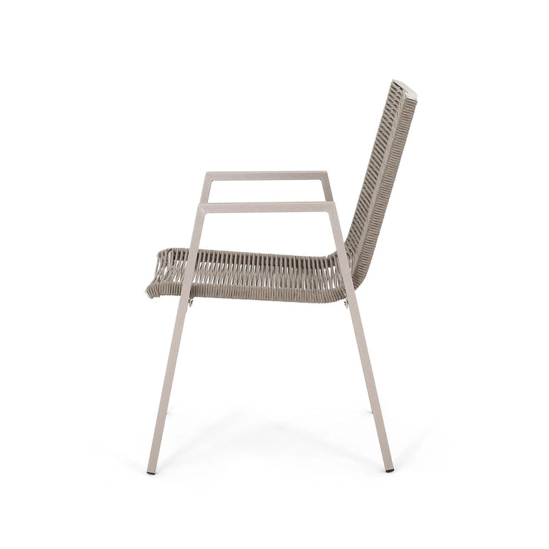 Outdoor Modern Set of 2 Dining Chairs with Rope-Woven Seats Aluminum Frame, Suitable for Dining Room Living Room Balcony Patio