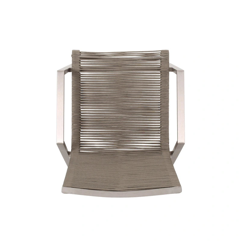 Outdoor Modern Set of 2 Dining Chairs with Rope-Woven Seats Aluminum Frame, Suitable for Dining Room Living Room Balcony Patio