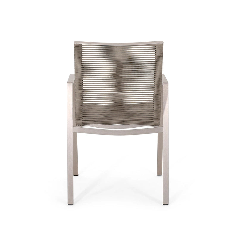 Outdoor Modern Set of 2 Dining Chairs with Rope-Woven Seats Aluminum Frame, Suitable for Dining Room Living Room Balcony Patio