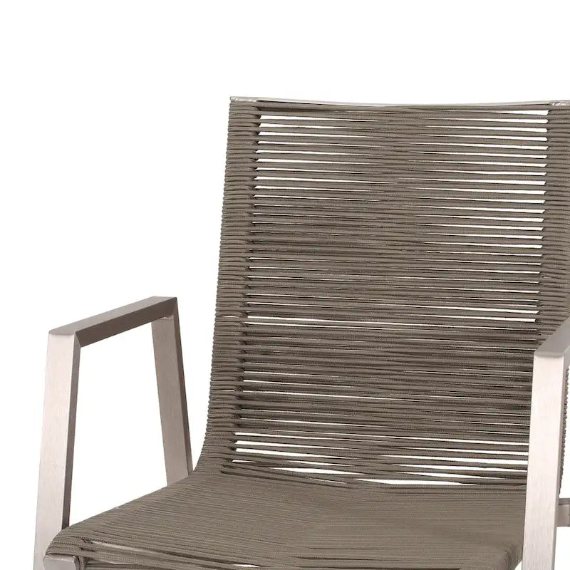 Outdoor Modern Set of 2 Dining Chairs with Rope-Woven Seats Aluminum Frame, Suitable for Dining Room Living Room Balcony Patio