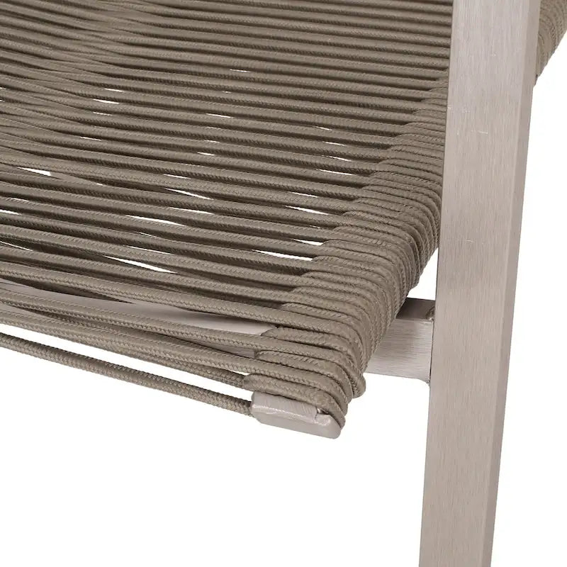 Outdoor Modern Set of 2 Dining Chairs with Rope-Woven Seats Aluminum Frame, Suitable for Dining Room Living Room Balcony Patio