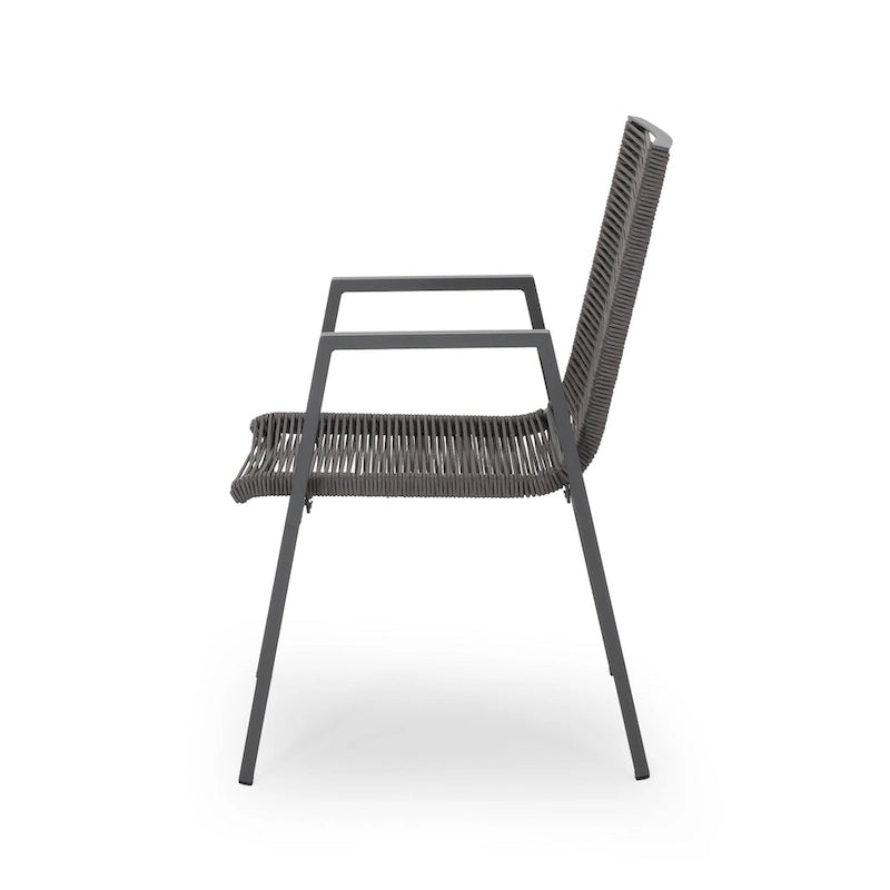 Outdoor Modern Set of 2 Dining Chairs with Rope-Woven Seats Aluminum Frame, Suitable for Dining Room Living Room Balcony Patio