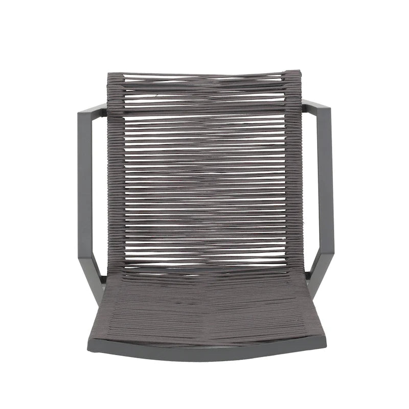 Outdoor Modern Set of 2 Dining Chairs with Rope-Woven Seats Aluminum Frame, Suitable for Dining Room Living Room Balcony Patio