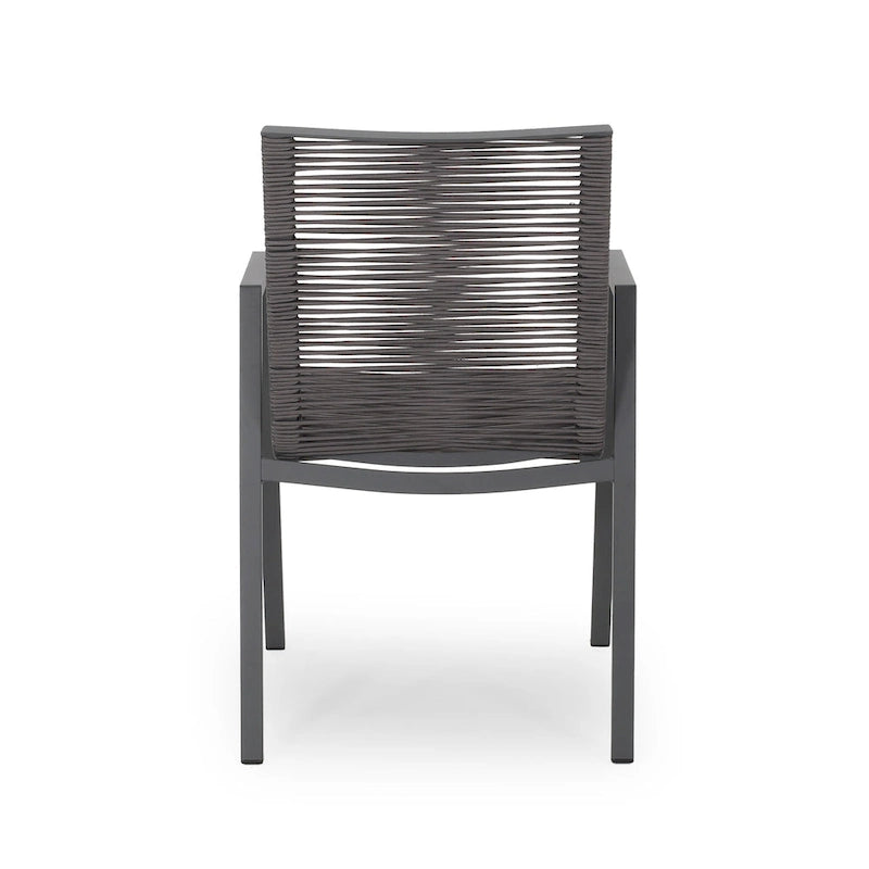 Outdoor Modern Set of 2 Dining Chairs with Rope-Woven Seats Aluminum Frame, Suitable for Dining Room Living Room Balcony Patio