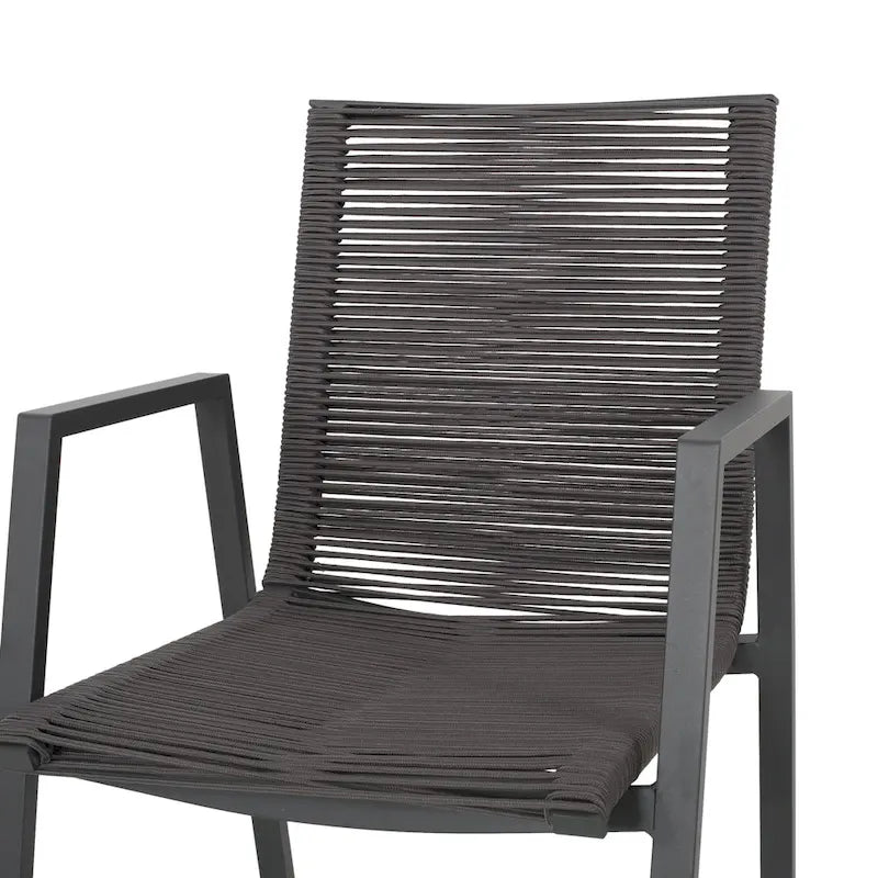 Outdoor Modern Set of 2 Dining Chairs with Rope-Woven Seats Aluminum Frame, Suitable for Dining Room Living Room Balcony Patio