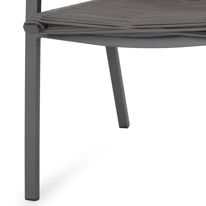Outdoor Modern Set of 2 Dining Chairs with Rope-Woven Seats Aluminum Frame, Suitable for Dining Room Living Room Balcony Patio