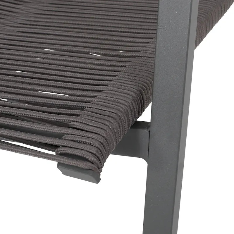 Outdoor Modern Set of 2 Dining Chairs with Rope-Woven Seats Aluminum Frame, Suitable for Dining Room Living Room Balcony Patio