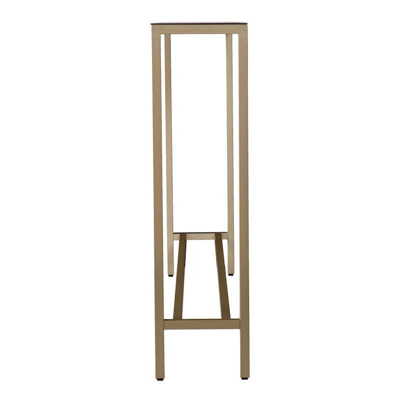 Silver Mirrored Glass Console Table, Gold Metal Legs and Modern Style - 56 L x 8 W x 30 H