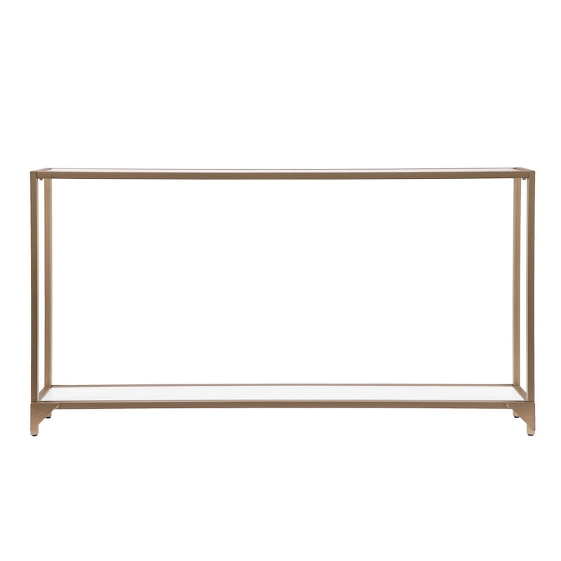 Glass Mirrored Console Table and Metal Frame with Shelf - 56 L x 8 W x 29 H