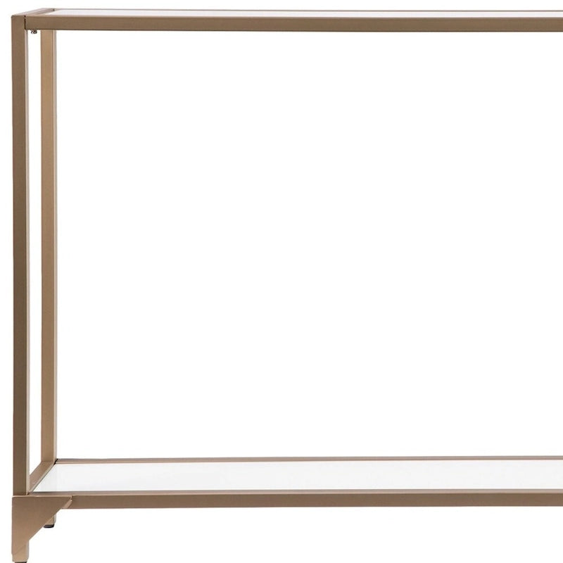 Glass Mirrored Console Table and Metal Frame with Shelf - 56 L x 8 W x 29 H