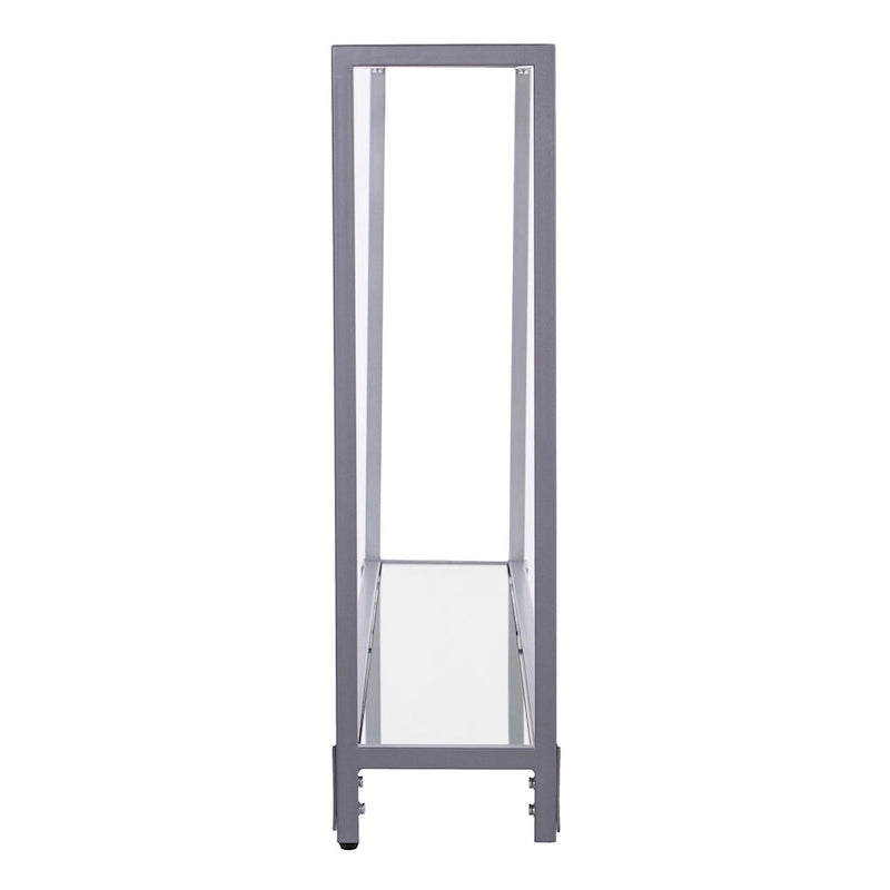Glass Mirrored Console Table and Metal Frame with Shelf - 56 L x 8 W x 29 H