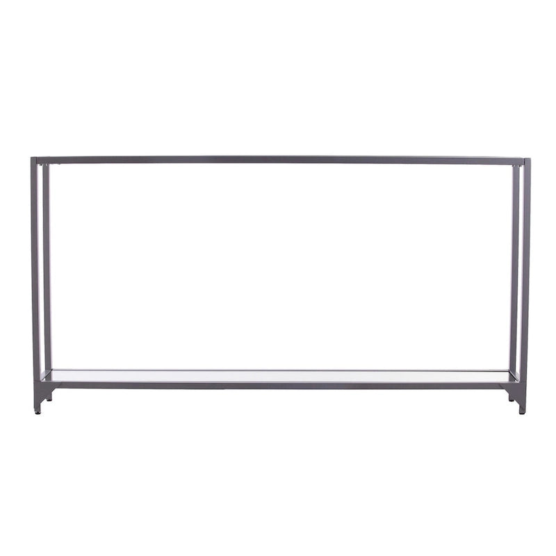 Glass Mirrored Console Table and Metal Frame with Shelf - 56 L x 8 W x 29 H