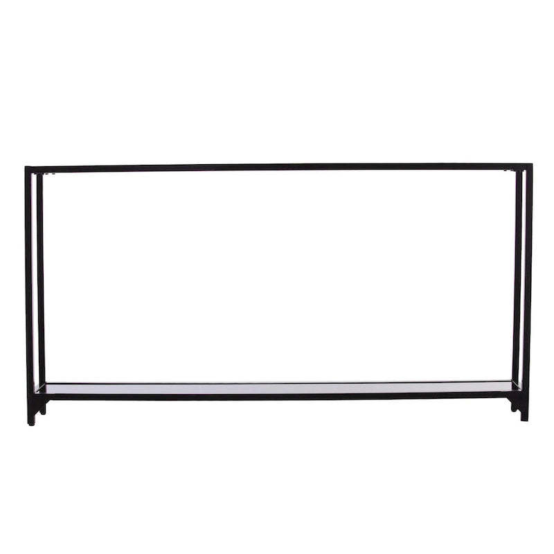 Glass Mirrored Console Table and Metal Frame with Shelf - 56 L x 8 W x 29 H