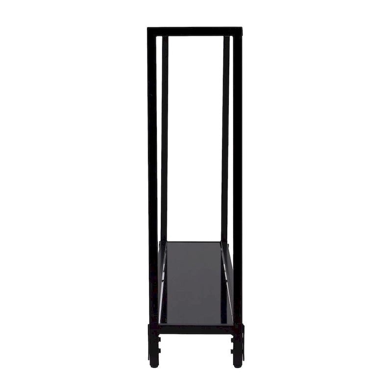 Glass Mirrored Console Table and Metal Frame with Shelf - 56 L x 8 W x 29 H
