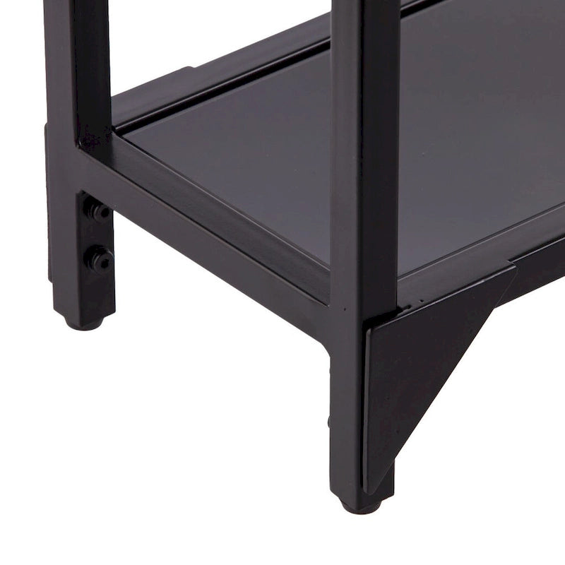 Glass Mirrored Console Table and Metal Frame with Shelf - 56 L x 8 W x 29 H