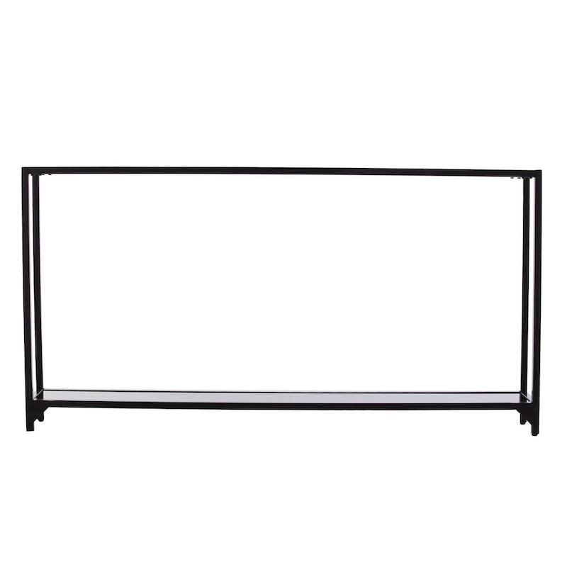 Glass Mirrored Console Table and Metal Frame with Shelf - 56 L x 8 W x 29 H