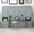 Queen Size Murphy Bed Wall Bed with Closet, Desk, Drawers and Shelves