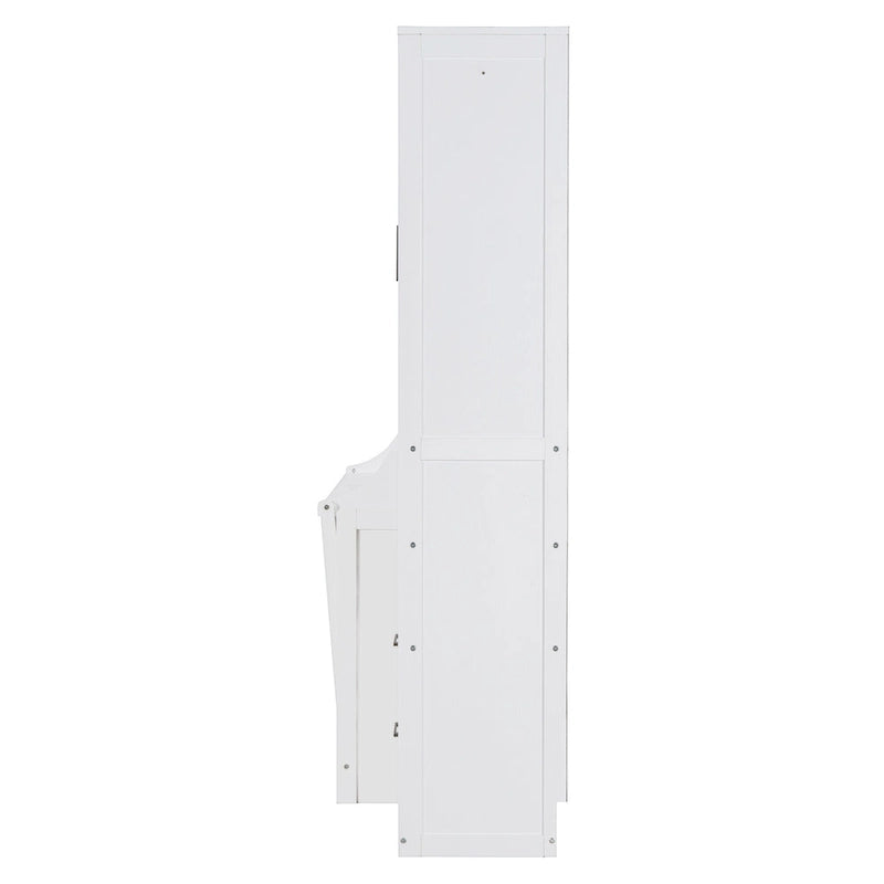 Queen Size Murphy Bed Wall Bed with Closet, Desk, Drawers and Shelves