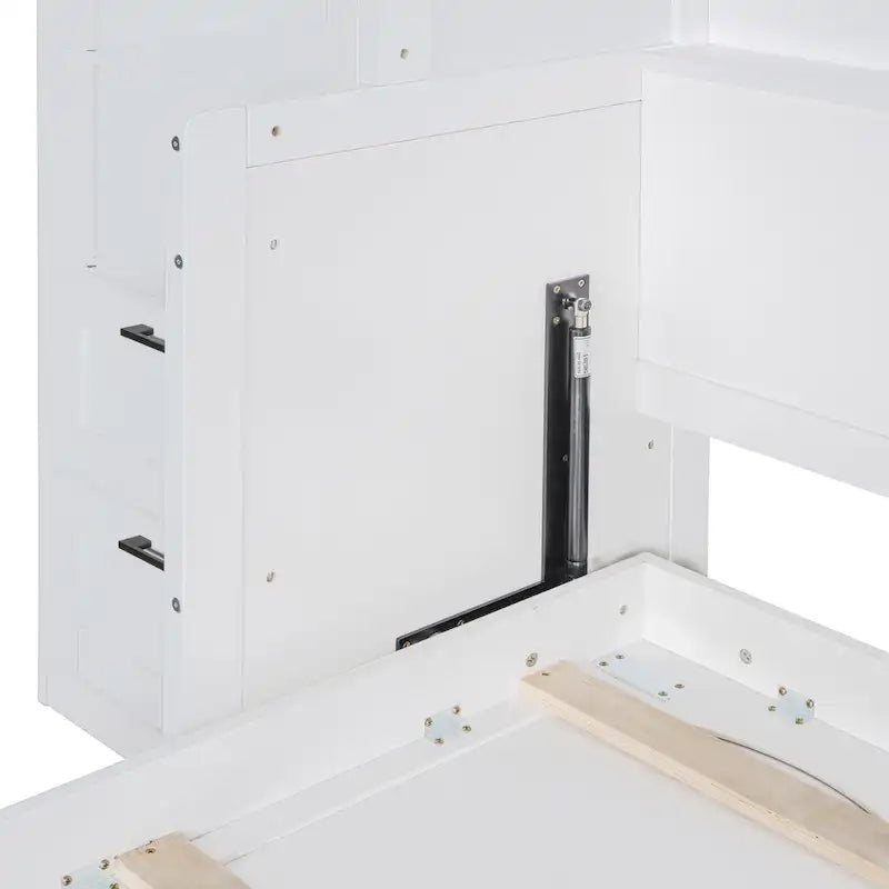 Queen Size Murphy Bed Wall Bed with Closet, Desk, Drawers and Shelves