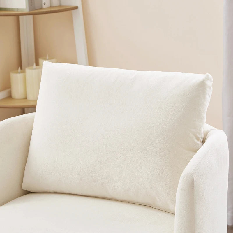 Chenille 360 Swivel Barrel Chair with Ergonomic Curved Design and 440lb Weight Capacity