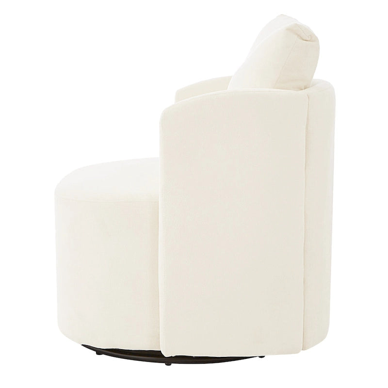 Chenille 360 Swivel Barrel Chair with Ergonomic Curved Design and 440lb Weight Capacity
