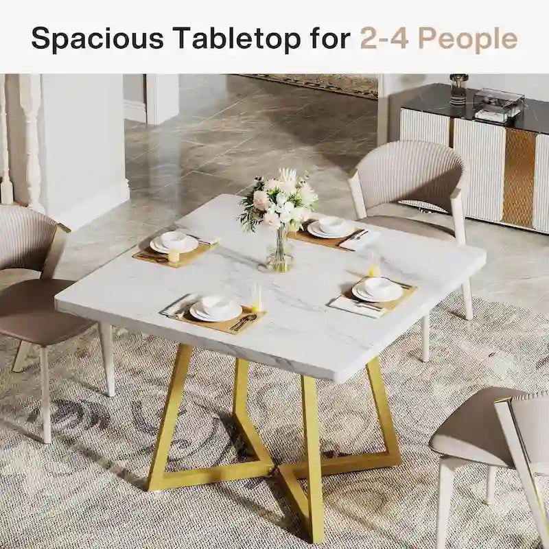 31.5 Inches Industrial Square Dinner Table with Metal Base