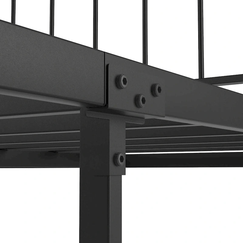Black Metal Queen Platform Bed with Headboard