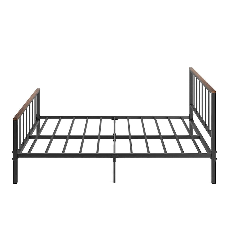 Black Metal Queen Platform Bed with Headboard