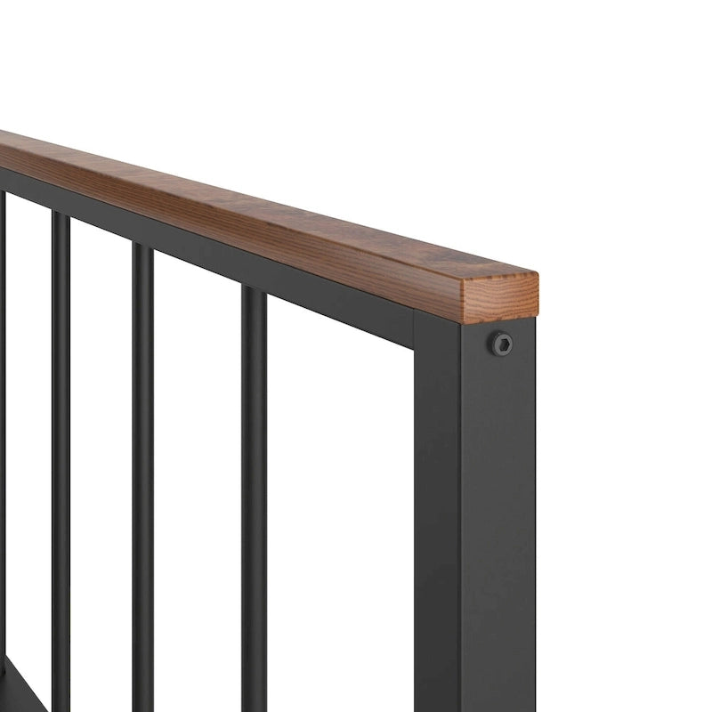 Black Metal Queen Platform Bed with Headboard