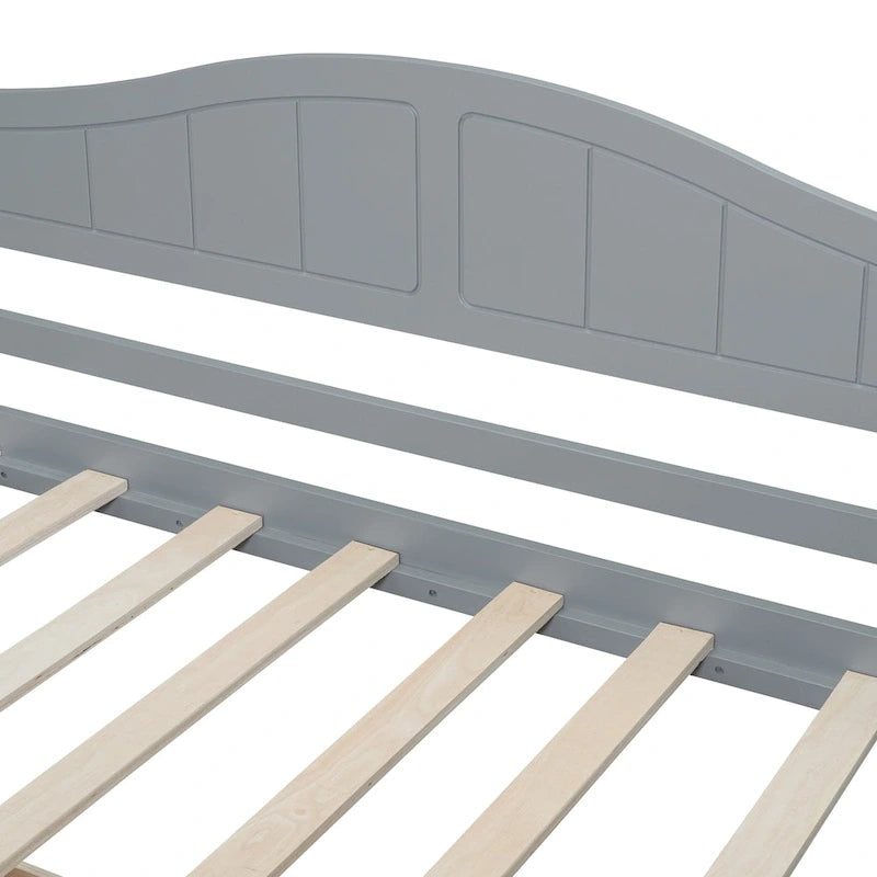 Simple Twin Size Pine Wood Canopy Daybed Frame with 2 Storage Drawers