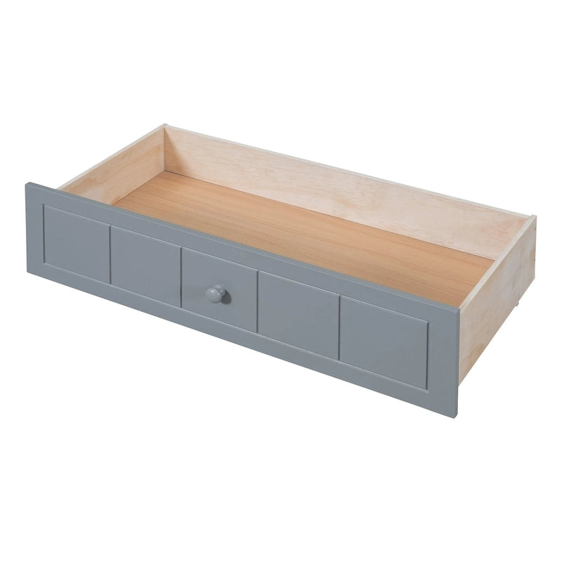 Simple Twin Size Pine Wood Canopy Daybed Frame with 2 Storage Drawers