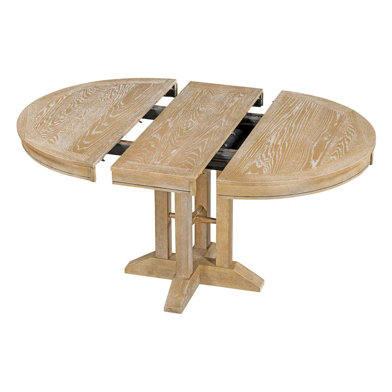 5-Piece Wooden Dining Table Set with Extendable Round Table & 4 Chairs