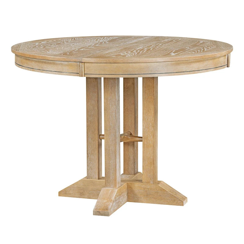 5-Piece Wooden Dining Table Set with Extendable Round Table & 4 Chairs