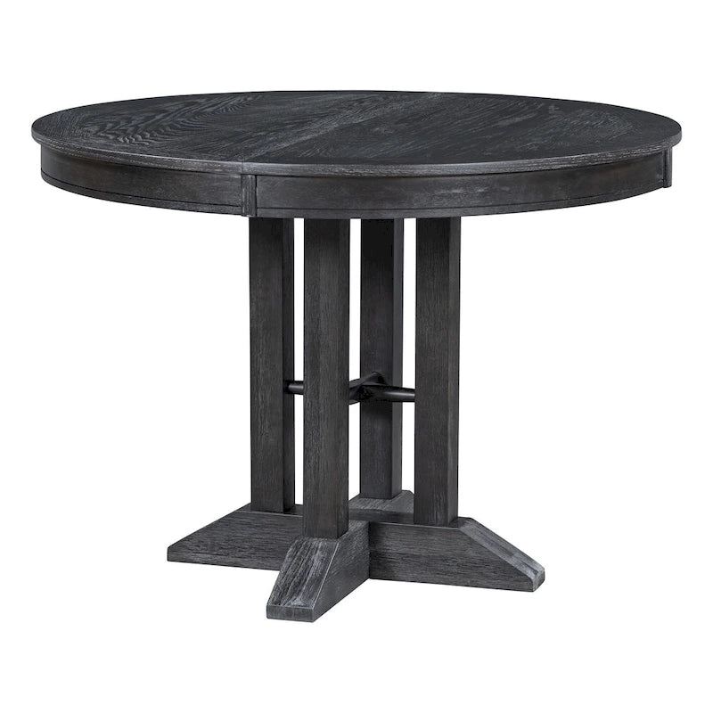 5-Piece Wooden Dining Table Set with Extendable Round Table & 4 Chairs