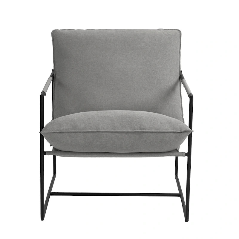 Metal Framed Accent Chair Sling Armchair with Bag Cushion