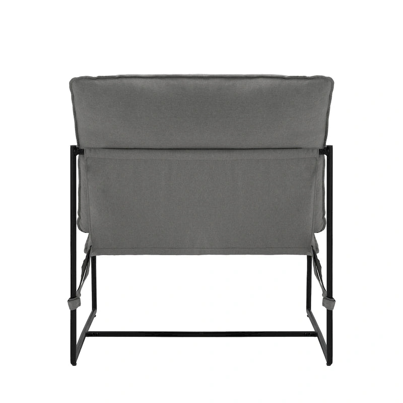 Metal Framed Accent Chair Sling Armchair with Bag Cushion
