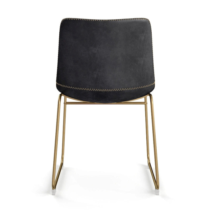 Vegan Leather Side Chairs with Gold Legs (Set of 2)