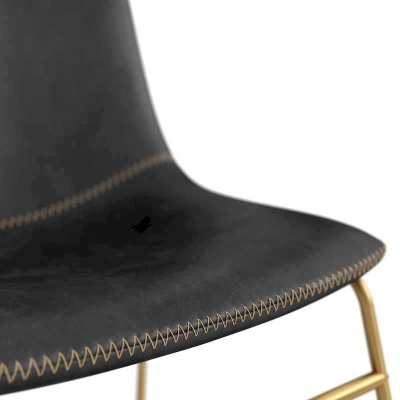 Vegan Leather Side Chairs with Gold Legs (Set of 2)