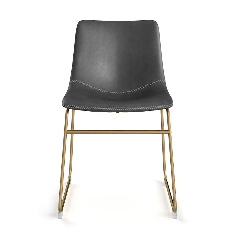 Vegan Leather Side Chairs with Gold Legs (Set of 2)