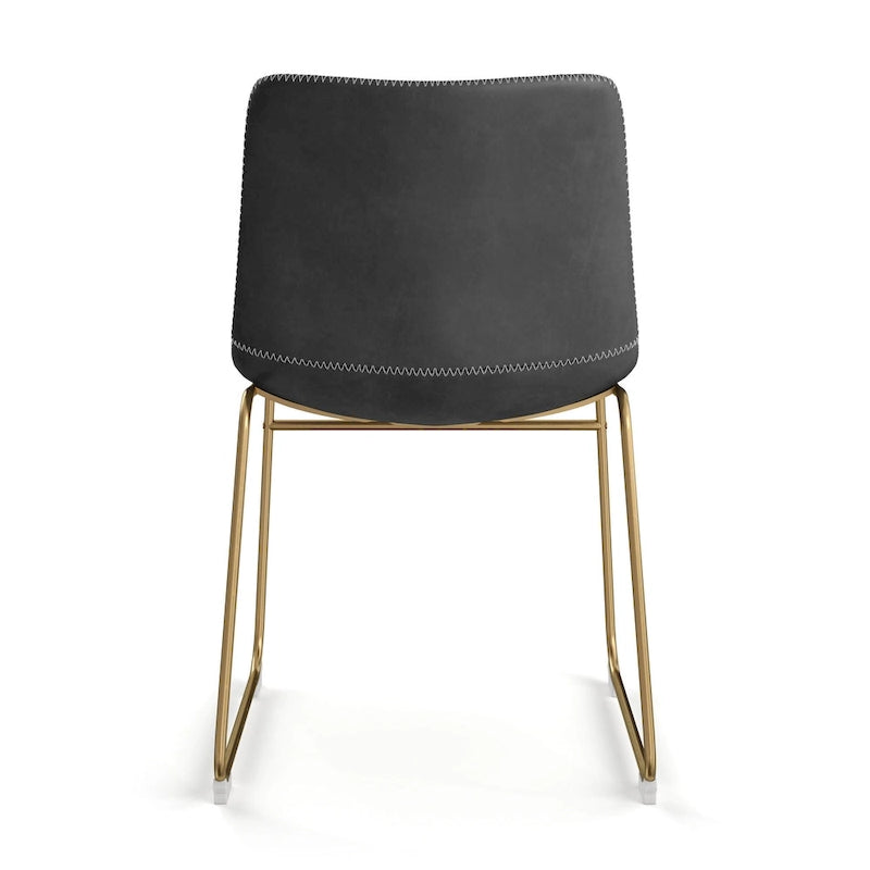 Vegan Leather Side Chairs with Gold Legs (Set of 2)
