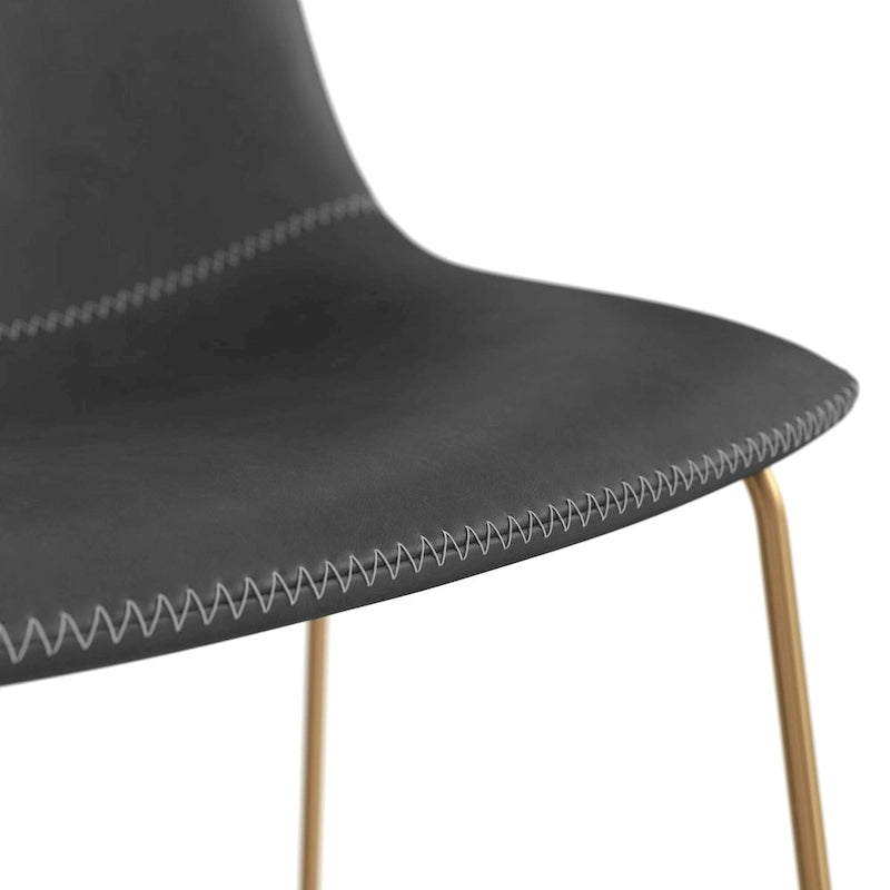 Vegan Leather Side Chairs with Gold Legs (Set of 2)