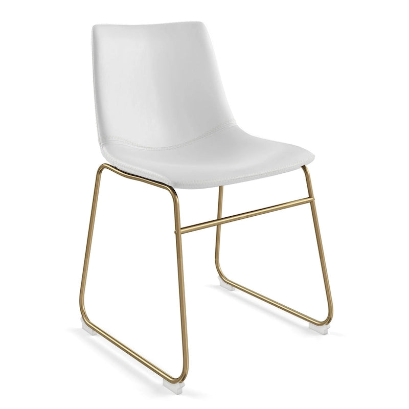 Vegan Leather Side Chairs with Gold Legs (Set of 2)